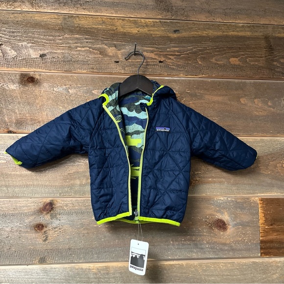 NWT Patagonia Reversible Puff-Ball Jacket Blue camo 6-12 Months - Picture 8 of 9